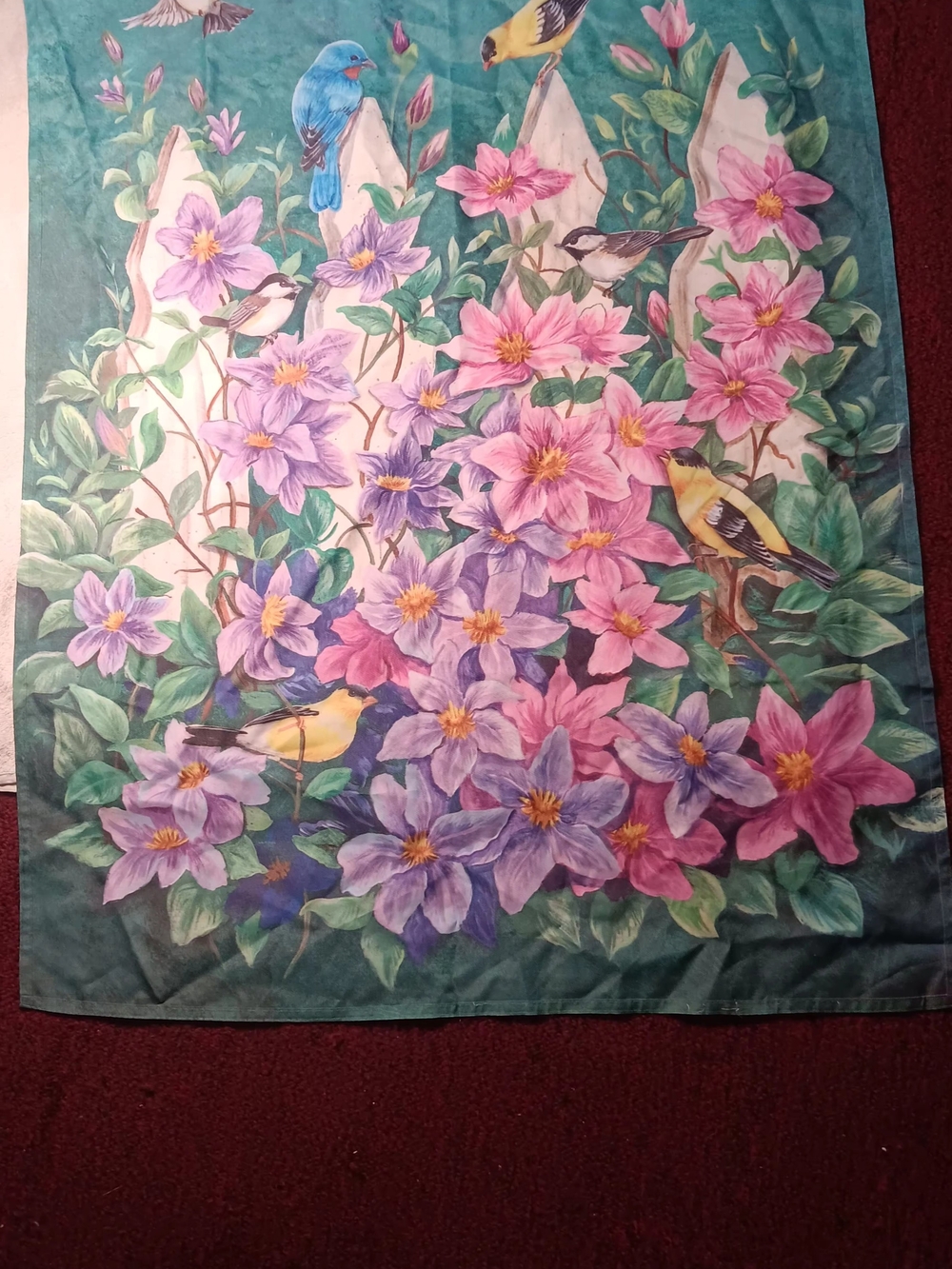 Floral Birds Wall Tapestry in Pink, Purple and Teal
